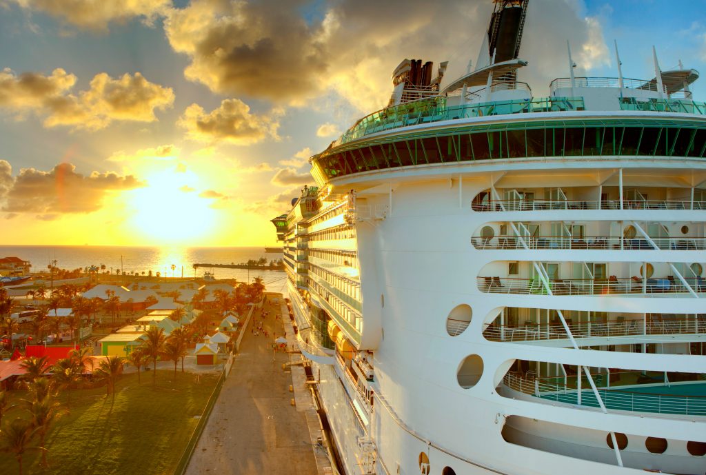 Cruise ship docked in the Bahamas