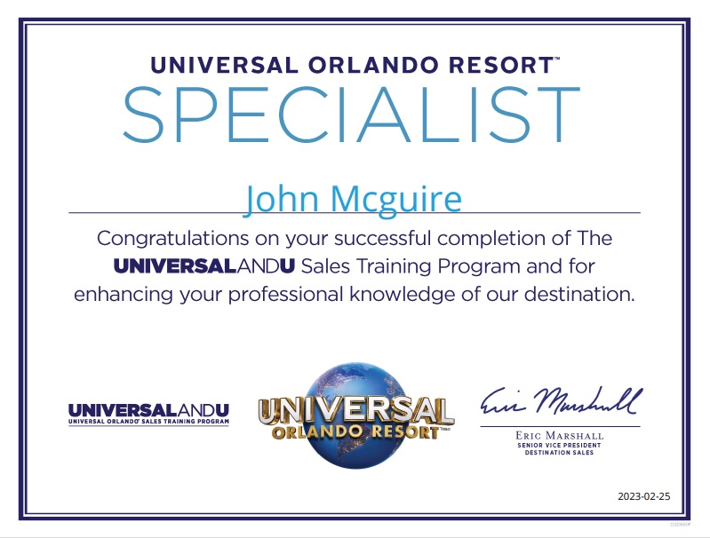 Universal Florida and Hollywood Resort Specialist