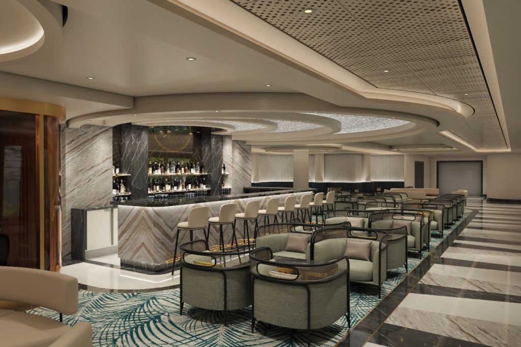 Norwegian's Metropolitan Bar, which offers sustainable craft cocktails and biodynamic views. (Photo courtesy of Norwegian Cruise Line)