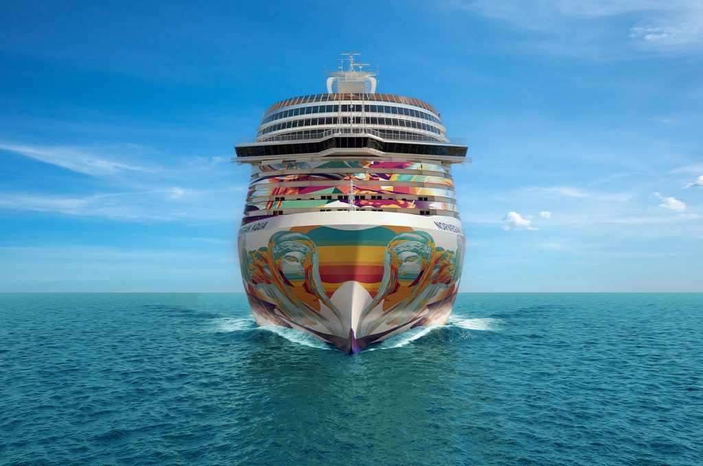 Norwegian Aqua will showcase a lively and colorful hull art design