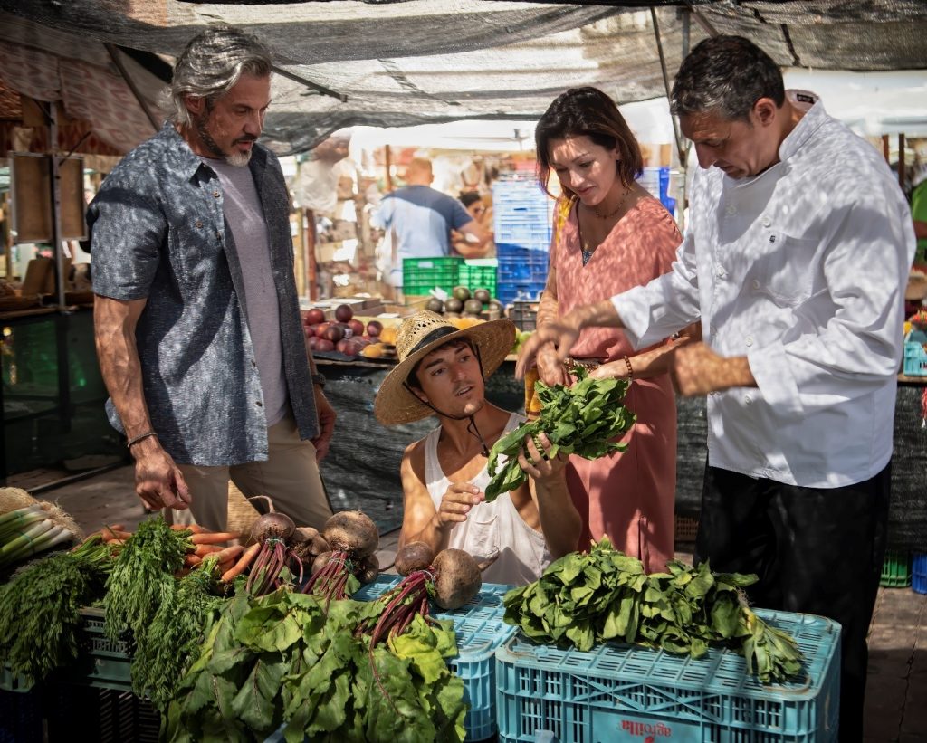 Guests visit a local market as part of Windstar's "Sail with a Chef" experience. (Photo courtesy of Windstar Cruises)