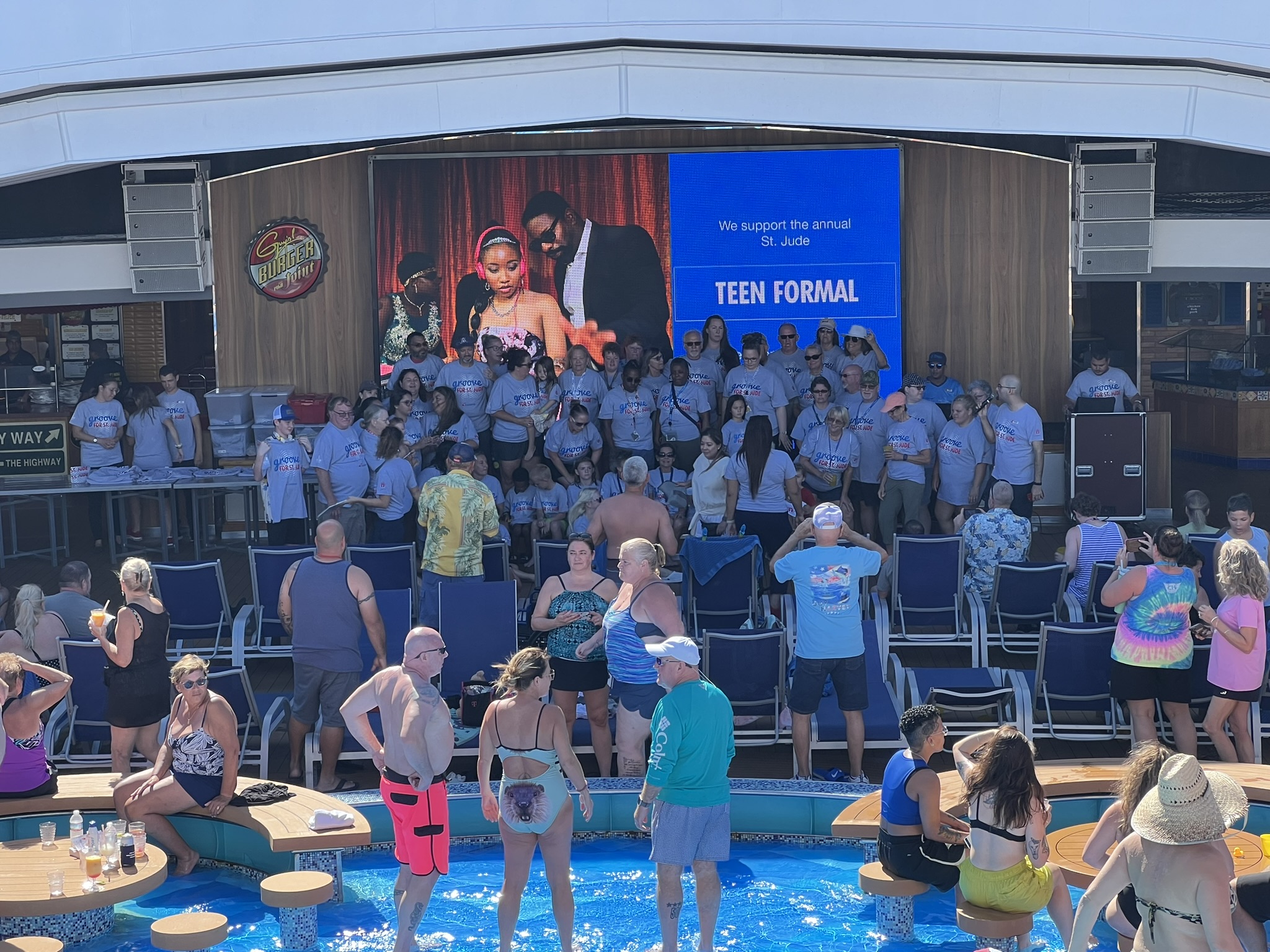Groove for St Jude on the Lido Deck of the Carnival Pride Cruise Ship