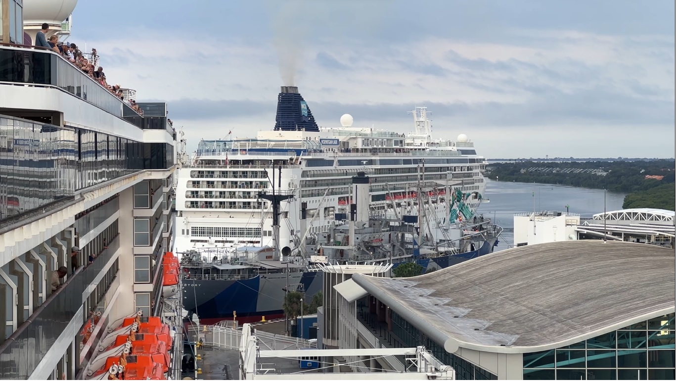 Cruise Ports - Cruise Ship Norwegian Jade Sails Away and Leaves the Port of Tampa, Florida