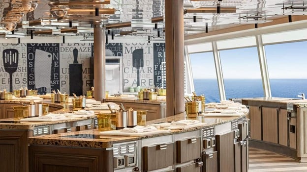 The Culinary Center was the first hands-on cooking school at sea. (Courtesy of Oceania Cruises)