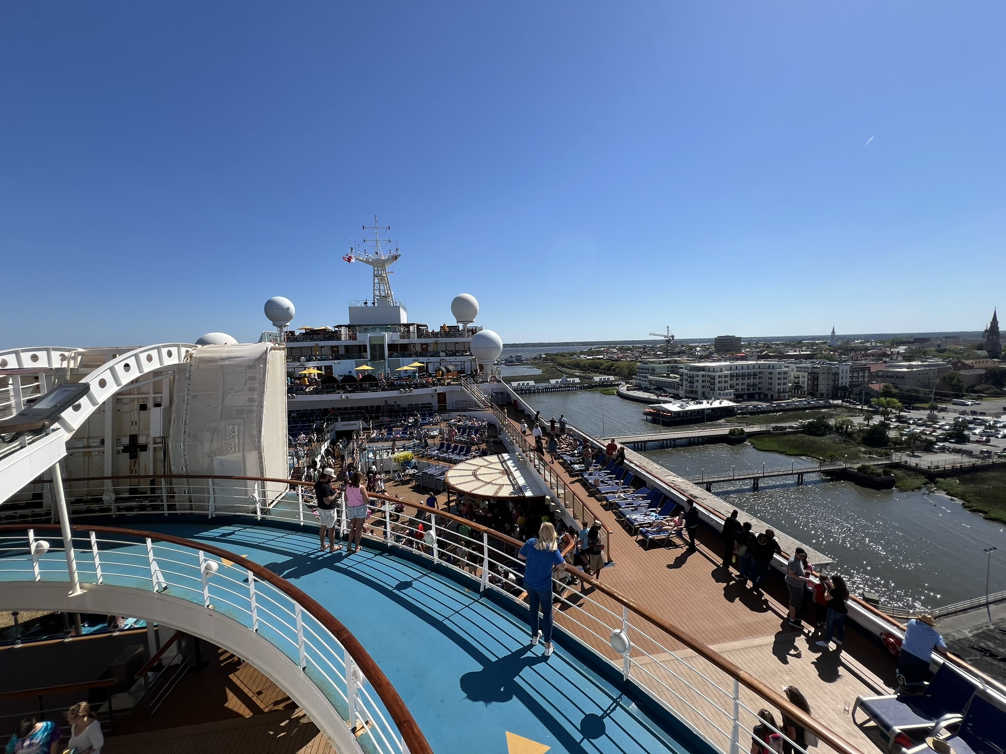 Cruise Ports - Carnival Sunshine Leaving the Port of Charleston for a 5-day Bahamas Cruise